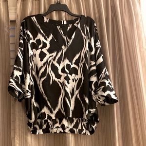 White House Black Market blouse; black and white; black & white; Dolman sleeved